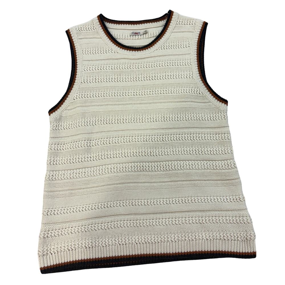 Faherty women Cotton Cashmere Cream Knit Sweater Vest Size M
